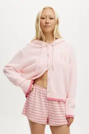 [Body] Body - Hooded Button Up Cardi - Blushing bride/radiant raspberry S BLUSHING BRIDE/RADIANT RASPBERRY