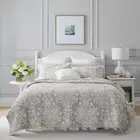 Laura Ashley Rowland Printed Coverlet Set -Dove Grey