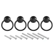 4Pcs Round Ring Pulls Drawers Knobs Black for Dresser Cupboard Wardrobe