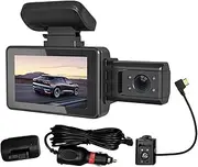 2 Channel Dashboard Cam - 3 Inch Front Rear Car Camera for Dashboard | Improve Driving Safety Tool with Night Vision Loop Recording for Commuting