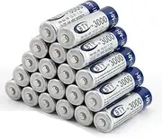 Rechargeable Batteries AA OR AAA 4/8 / 20/32 Count Ni-MH Long Lasting Battery Fast Charge for Any Device All Purpose Use (20 AA BTY 3000mAh Ni-MH)