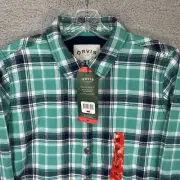 Orvis Shirt Womens Medium Sea Glass Green Plaid Fleece Lined Shacket Outdoors