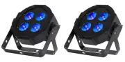 2 American DJ Eliminator Lighting Mega Hex L Par RGBLA+UV LED Wash Lights+Remote