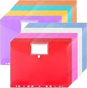 GBACHOOSE Pack of 40 A4 Document Wallets Filing Transparent Document Folder A4 Velcro Fastening Document Bag A4 for Filing with Hole Edge and Label Pocket for File Organisation (8 Colours)