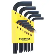 Bondhus BD12237 - Hex Key Set L-Wrench - 13 Piece Imperial (0.050-3/8") Short Hex End