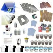 Full Set Press Shirt Material 6 Color Screen Printing kit Ink Coater Screen Mesh