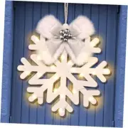 Snowflake Wooden Door Sign with LED Light Christmas Lighted Snowflake Wreaths