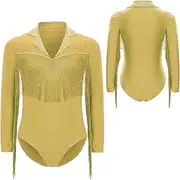 [iEFiEL] Gymnastic Leotard for Boys Tassel Ballroom Latin Salsa Dance Clothes Fringed Bodysuit Skating Romper