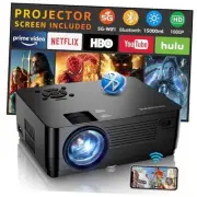 Projector with 5G WiFi and Bluetooth, Native 1080P Projector[Projector Black