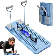 Pilates Board, Foldable Pilates Reformer Board, Plank Trainer, Abdominal Roller Trainer, Automatic Rebound Abdominal Board Core Trainer with Mobile Phone Holder for Full Body Workout Blue