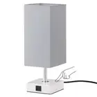 Ambimall Grey Table Lamp with USB Ports - 3 Way Touch Lamps Beside Desk,