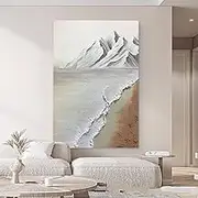 Modern 100% Hand Painted Big Size Artwork - Seaside Waves Texture On Canvas Home Oil Painting,Artwork Picture Decoration for Office Living Room Bedroom Stairway Decoration,As Shown,60 X 90 Cm(24" X3
