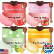 4 Pcs Bee Lip Balm Honey Pot Lip Mask and Lip Scrub Set, Honey Strawberry Wat