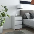NNEVL Bed Cabinet White 40x35x62.5 cm Chipboard