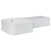 RAK Petit Square Wall Basin, Right Edge, No Tap Hole, Alpine White