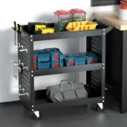Garage Tool Cart Trolley 3 Tier Workshop Toolbox Storage Organizer Steel Frame