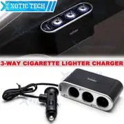 12V 3 Way Car Cigarette Lighter Socket Splitter 1 USB Charger Power Adapter (for: Audi)