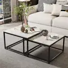 High Gloss Nesting Coffee Tables Set Of 2 Side End Table Marble Top Sturdy Legs