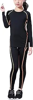 [HSTiSan] Girls Boys Compression Set Base Layer Athletic Leggings Kids Sports Shirts and Pant 2 Pcs Underwear