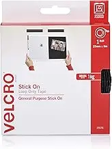 Velcro Brand Stick On Tape Loop, 25 mm x 5 Meter Size, Black