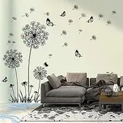 Dandelion Butterfly Sticker Wallpaper,Dandelion Wall Art,Peelable Butterfly Stickers for Living Rooms, Bedrooms, Dining Rooms, and Bathrooms