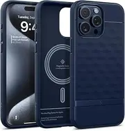 Caseology by Spigen Parallax Mag Case Design for iPhone 15 Pro Max Case 6.7-inch [Compatible with MagSafe] Magnetic Ring 3D Hexa Cube Design Stylish Cover - Midnight Blue
