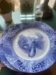Set of 2 Zrike Beatrix Potter Peter Rabbit Blue Dinner Plates Easter