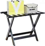 Guest Room Luggage Rack, Folding Suitcase Stand Suitcase Stand Foldable Backpack Hotel Solid Wood 4/5/8 Belt Easy to Carry Multifunction Bedroom,4 Colors, 3 Sizes (Color : Black, Size : 60x4