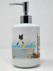 Russo-European Laika Spitz in Bathtub Ceramic Soap Dispenser Hand Soap