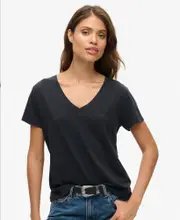 Studios Slub Embroidered Vee Tee | Eclipse Navy
