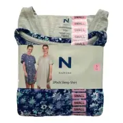 NWT Natori Women's Soft Jersey Sleep Shirts, 2 Pk Floral/Grey Small