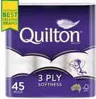 Toilet Paper 45 Rolls Quilton 3 Ply White Soft Tissue Bulk | FREE SHIPPING | NEW