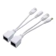 Pair of 2pcs Passive PoE Adapter Cable Short Cord RJ45 Injector And Splitter Set