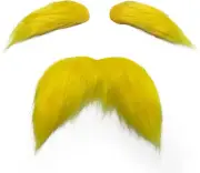 Yellow Mustache and Eyebrows Set Fake Beard for Men Novelty Mustaches Cosplay Ho