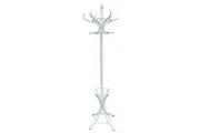 White Coat Rack with Stand Wooden Hat and 12 Hooks Hanger Walnut tree