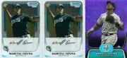 2011 + 2012 Bowman Chrome Platinum Prospects Purple Refractor Marcell Ozuna LOT