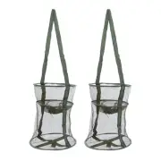 2Pcs 45cm Fishing Keep Net Collapsible Fish Basket Mesh Fishing Bait Mesh