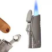 Galiner Metal Portable 3 Jet Torch Flame Cigar Lighter Refillable Windproof Gray