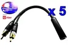 From OZ Quality 5PC 6.35mm Female Mono To 2X RCA Male Adapter Cable DJ Mix Guita