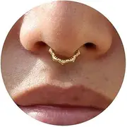 [NONTAI] 16G Flower Daith Hoop Earring Stacked Septum Ring Hinged Septum Clicker Nose Ring Piercing