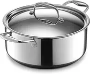 HexClad Hybrid Nonstick 5-Litre Dutch Oven Casserole Dish with Stainless Steel Lid, Dishwasher-Friendly and Oven-Safe Up to 480°C, Induction Ready, Compatible with All Cooktops