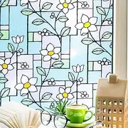 DJAPWPX Stained Glass Window Privacy Film Static Cling Frosted Window Film 45x200cm Privacy Protection Window Film Sun Blocking Frosted Window Film Decorative Window Stickers for Home (B)