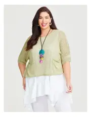 [Taking Shape] Web Pointelle Knit Over Top in Pistachio