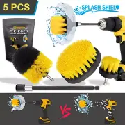 5PCS Drill Brush Attachment Set – Heavy Duty Drill Brush Kit W/ Splash Shield, U