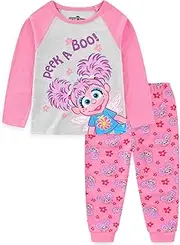 [Sesame Street] Abby Cadabby Girls 2 Piece Long Sleeve Shirt and French Terry Pants Set for Toddler and Little Kids