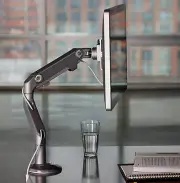 NEW M8 Humanscale Adjustable Monitor Arm - Silver Grey Clamp On Desk Table Mount