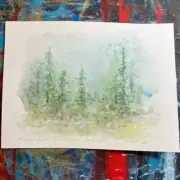 Landscape painting original tree forest art NEW foggy wall decor cottage core