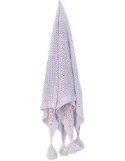 [MAINE & CRAWFORD] Barnes Chunky Knit Throw Blanket With Tassels 152x127cm in Lilac