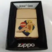 Zippo Armor Coca Cola Girl Gold One Sided Processing Lighter Regular Japan
