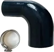 Flexible Silicone Hose, 90 Degree Reducer, Variable Diameter, for Air Intake, High Pressure with 2 Clamps(Black,ID63-70mm)